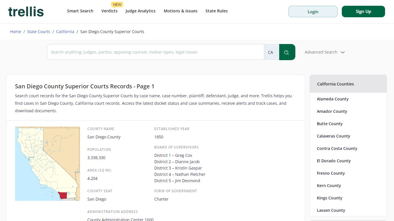 San Diego County Superior Court Records - Trellis